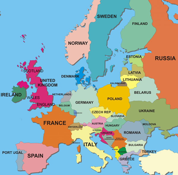 European Map for Holiday Lodges, Log Cabins, Bungalows and Chalets for rent